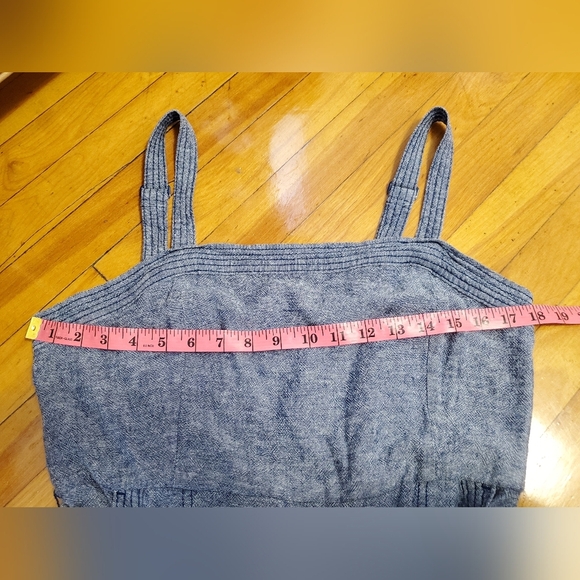 Old Navy Sleeveless Cropped Jumpsuit. Heathered Blue & White. Linen Blend. L. - Picture 5 of 12